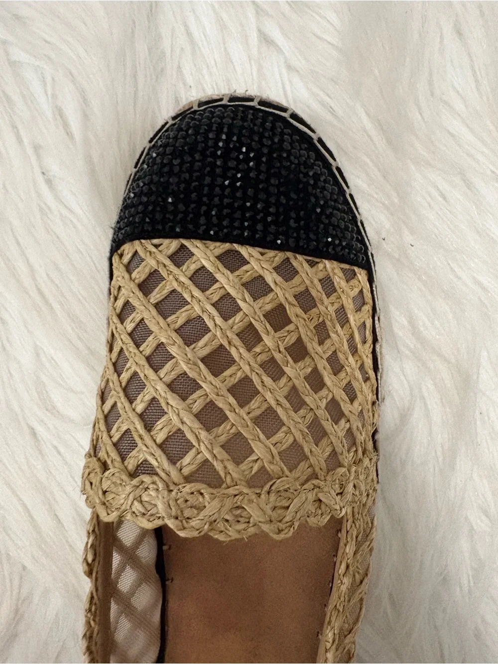 INC International Concepts Corvina Woven Espadrilles Natural Raffia Rhinestone